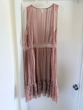 Cato Dusty Rose Crochet Sleeveless Top
